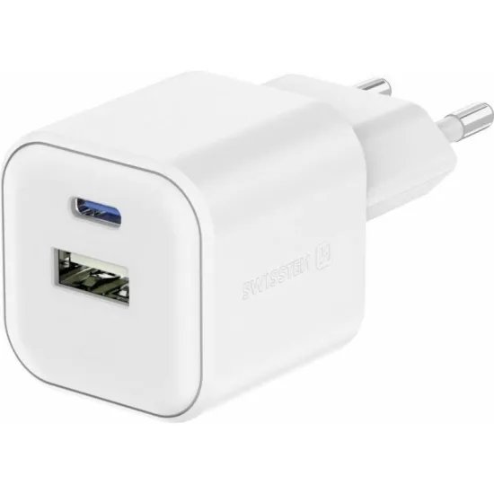 Swissten TRAVEL CHARGER EDGE GaN 1x USB-C PD 35W + 1x USB-A 18W QC WHITE