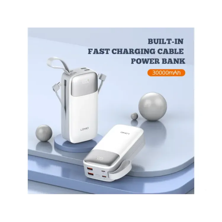 LDNIO 30000mAh PQ30 USB*2+TIP C+KABEL LIGHTNING TIP C BIJELA