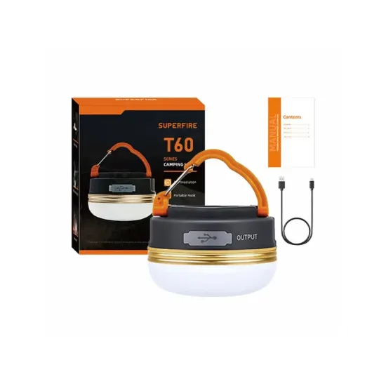 Superfire T60 Full sets:camping light+battery built in+TYPE-C+B
