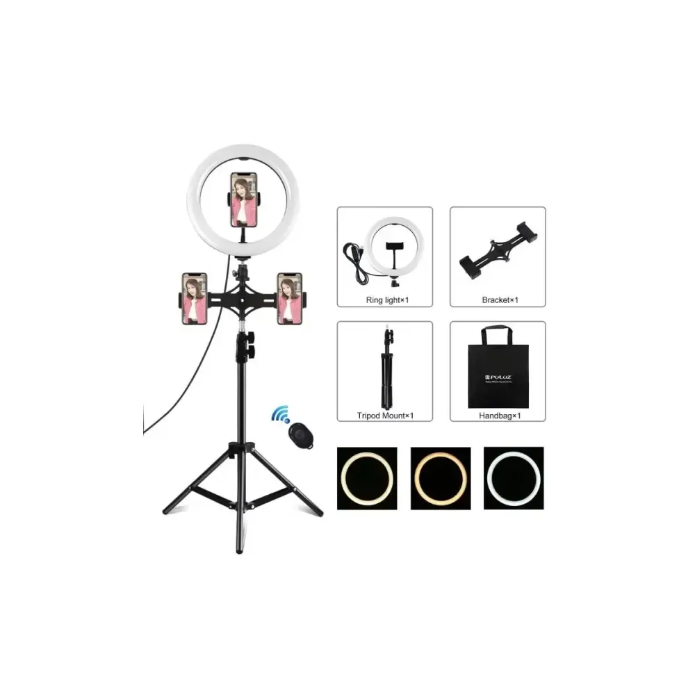 Puluz LED ring lamp / tripod 26cm 3x Smartphone