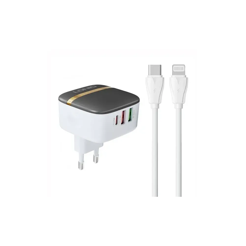 LDNIO A3513Q 32W 2*USB I 1*TIP C + KABEL IPHONE