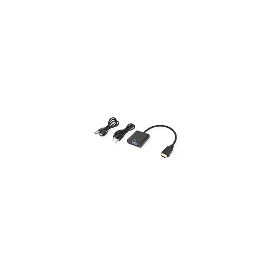 STANDARD HDMI-VGA kabl adapter, M/F W/Audio, W/power cable, 23cm, crni