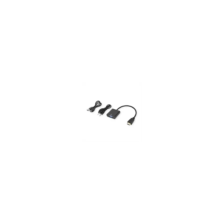 STANDARD HDMI-VGA kabl adapter, M/F W/Audio, W/power cable, 23cm, crni