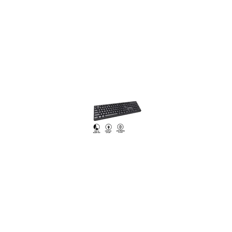 SILENT KB1000, niskoprofilne tihe tipke, br. tipki: 104, USB, US, Crna