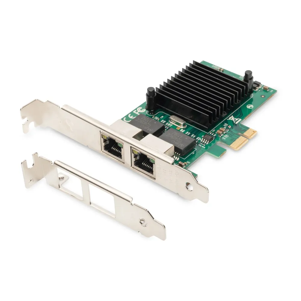 Digitus Mrežna kartica PCIe, 2x Gigabit Ethernet (1Gbps), PCI-Express x1, RJ-45, low-profile bracket, internal