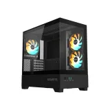 GIGABYTE C201 Panoramic Mid Tower PC Case(mini-ITX/m-ATX), Pre-installed 3 ARGB fans, USB*2, Black