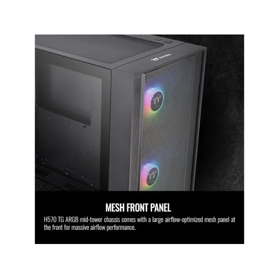 THERMALTAKE H570 TG ARGB Mid Tower, Tempered Glass/Mesh Front Panel/120mm ARGB Lite Fan*3/USB 3.0*2