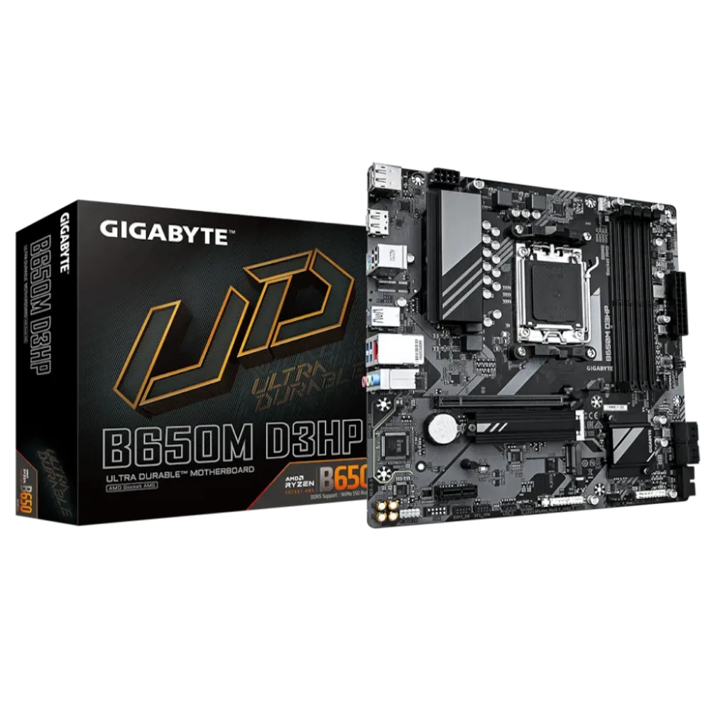 GIGABYTE AMD Ryzen MB B650M D3HP, 4*DDR5 7600MHz, PCIe 4.0, AM5 Socket, 2.5GbE LAN, 2*DP/HDMI
