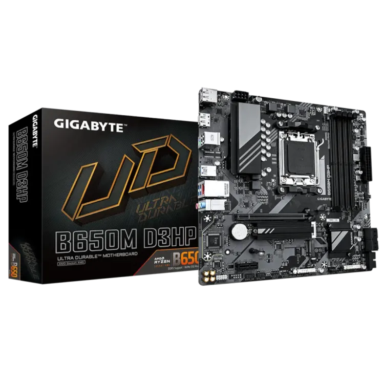 GIGABYTE AMD Ryzen MB B650M D3HP, 4*DDR5 7600MHz, PCIe 4.0, AM5 Socket, 2.5GbE LAN, 2*DP/HDMI