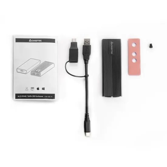 Chieftec Eksterno kuciste za m.2 SSD (NVME + SATA) USB 3.2 Type-C