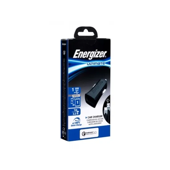 Energizer Ultimate Car Charger Quick 1USB+Cable USB-C, Black