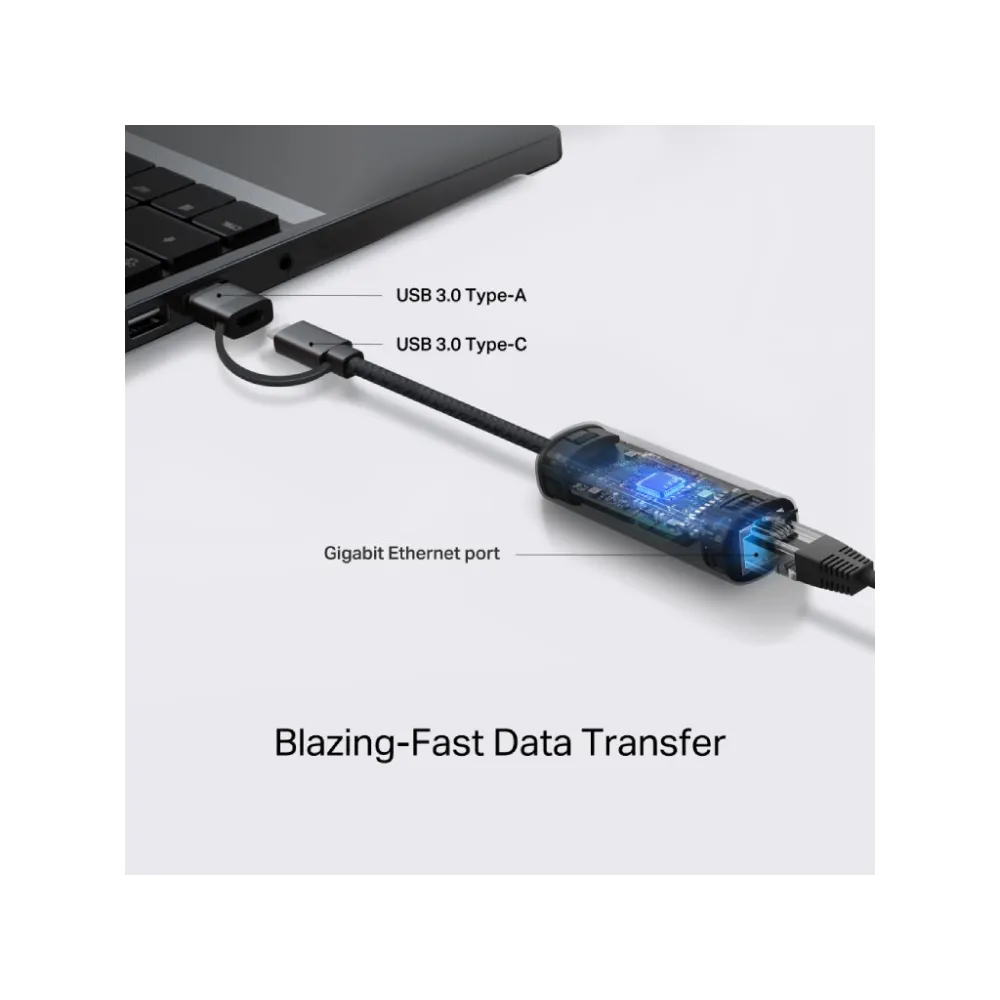TP-LINK UE310C USB Type-C/Type-A to RJ45 Gigabit Ethernet Network Adapter