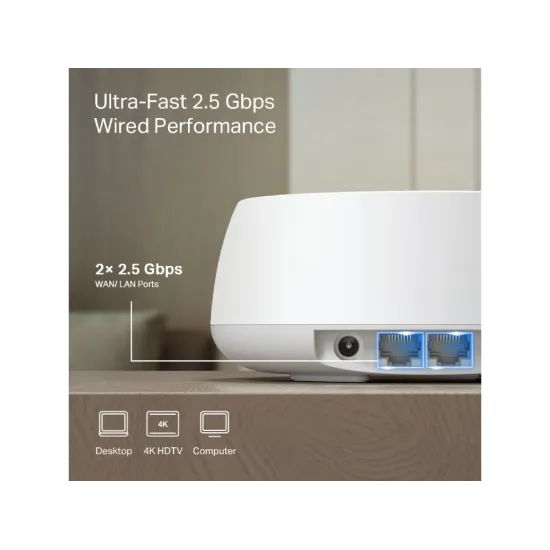 TP-LINK DECO BE25(2-PACK) BE5000 Whole Home Mesh WiFi 7 System, 2x 2.5Gbps, WPS