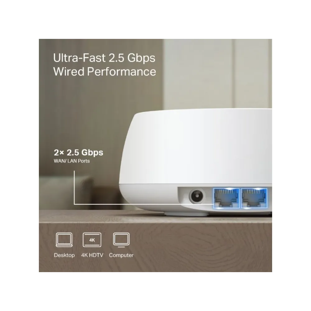 TP-LINK DECO BE25(2-PACK) BE5000 Whole Home Mesh WiFi 7 System, 2x 2.5Gbps, WPS
