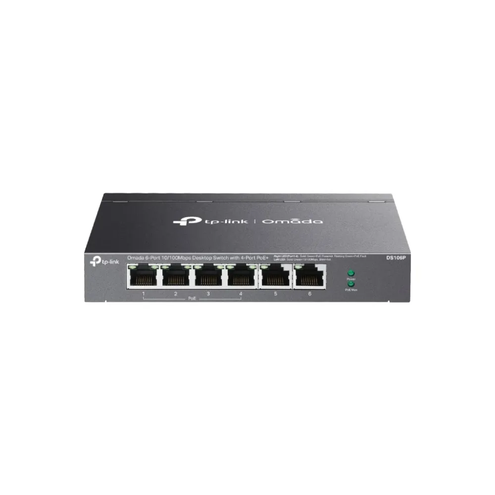 TP-LINK DS106P Omada 6-Port 10/100Mbps Unmanaged Desktop Switch with 4-Port PoE+, 67 W