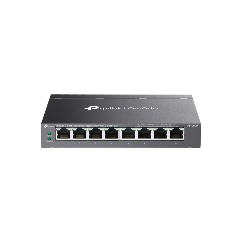 TP-LINK DS108GP Omada 8-Port Gigabit Unmanaged Desktop Switch with 8-Port PoE+, 65 W