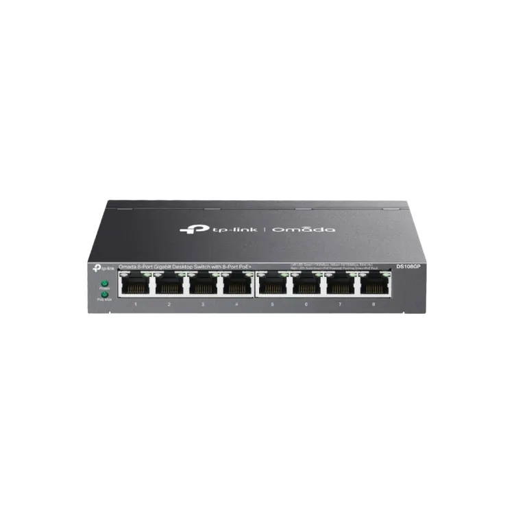 TP-LINK DS108GP Omada 8-Port Gigabit Unmanaged Desktop Switch with 8-Port PoE+, 65 W