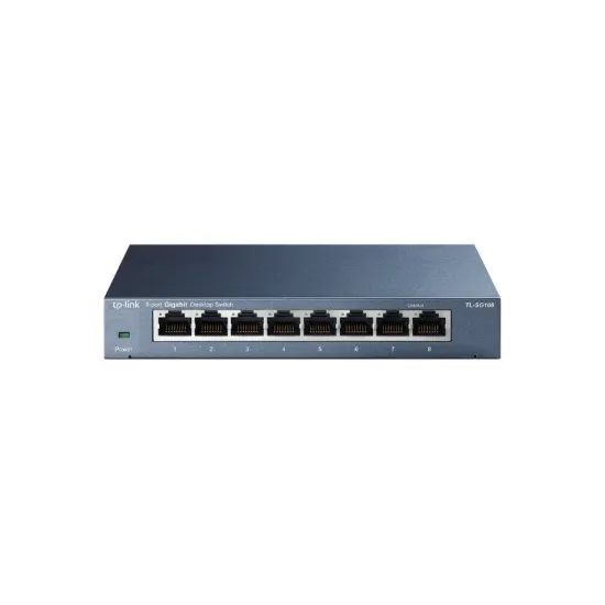 TP-LINK TL-SG108 8-Port Gigabit 10/100/1000Mbps Desktop Switch, Durable Metal Casing