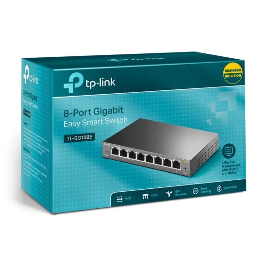 TP-LINK TL-SG108E 8-Port Gigabit Easy Smart Switch, Metal casing