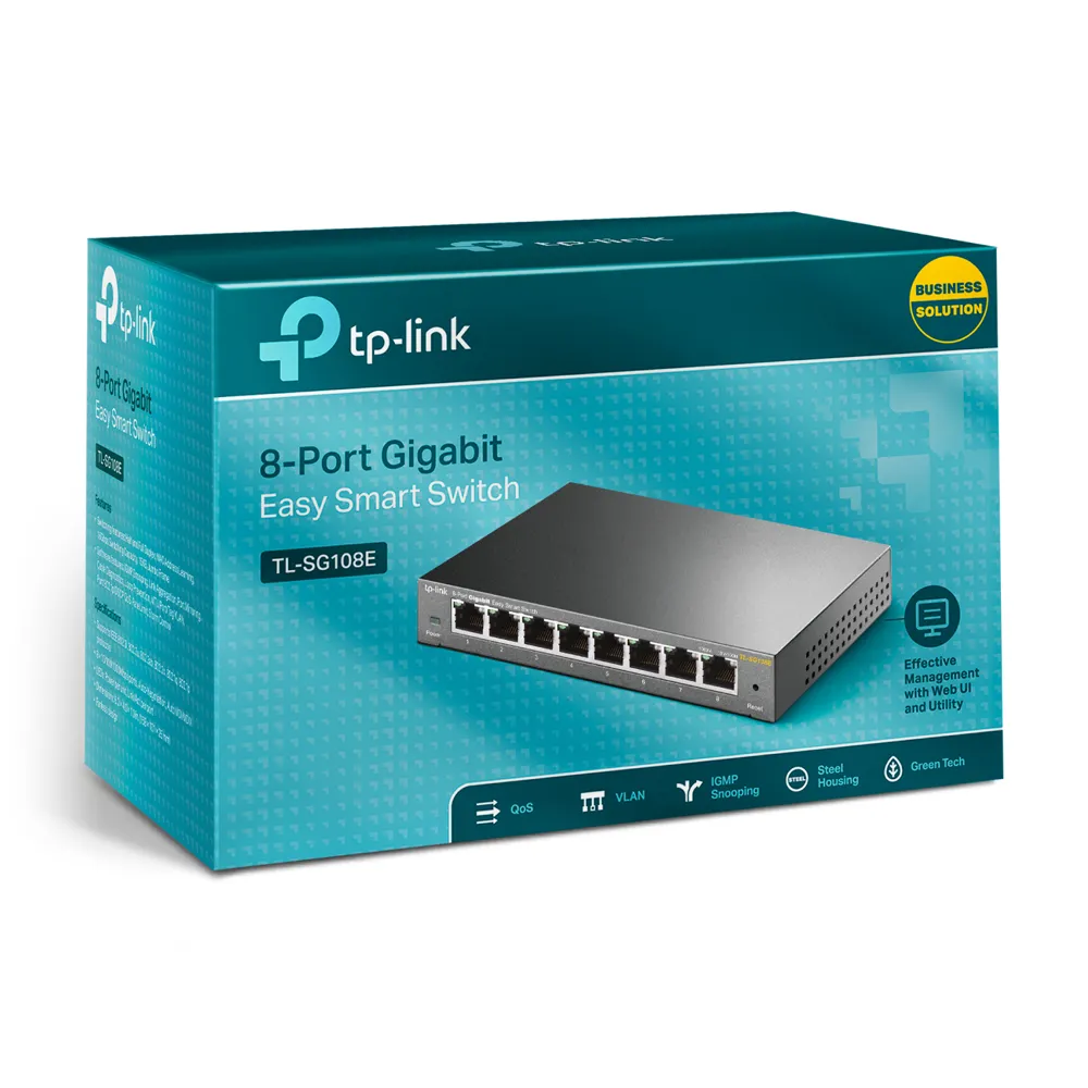 TP-LINK TL-SG108E 8-Port Gigabit Easy Smart Switch, Metal casing