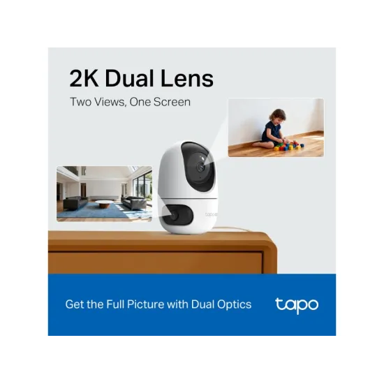 TP-LINK TAPO C245D 2K Dual Lens Pan/Tilt Security Camera, Smart Dual AI Detection