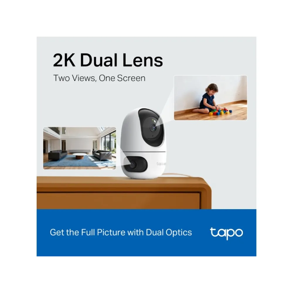 TP-LINK TAPO C245D 2K Dual Lens Pan/Tilt Security Camera, Smart Dual AI Detection