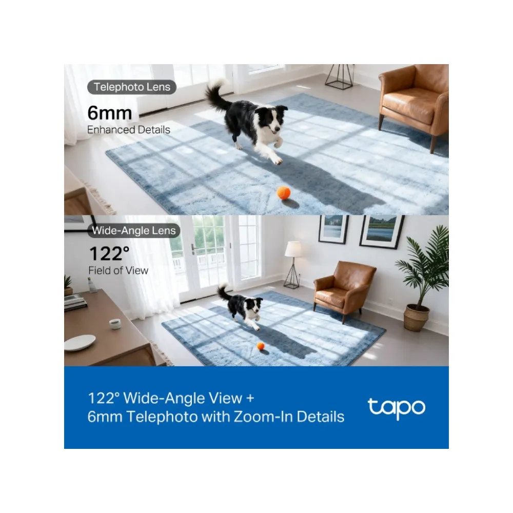 TP-LINK TAPO C245D 2K Dual Lens Pan/Tilt Security Camera, Smart Dual AI Detection