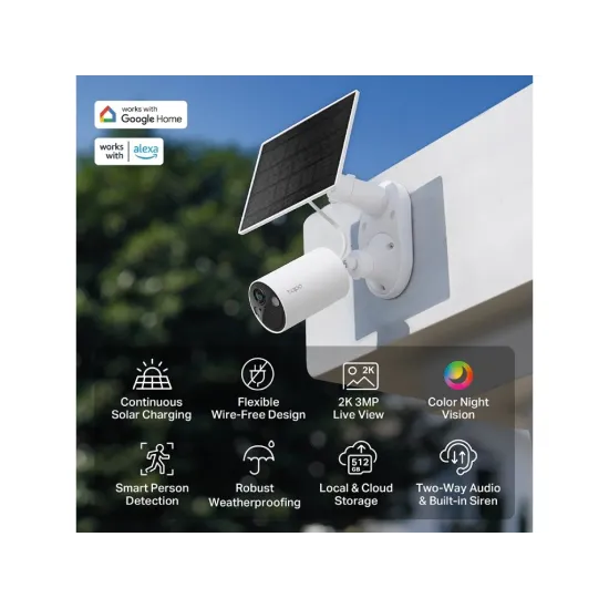 TP-LINK TAPO C410 KIT Solar-Powered Security Camera Kit, 2K, 3MP, Free AI Detection, IP65