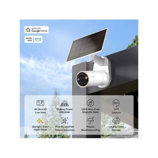 TP-LINK TAPO C460 KIT 4K 8MP Solar-Powered Security Camera Kit, Free AI Detection, F1.6 lens