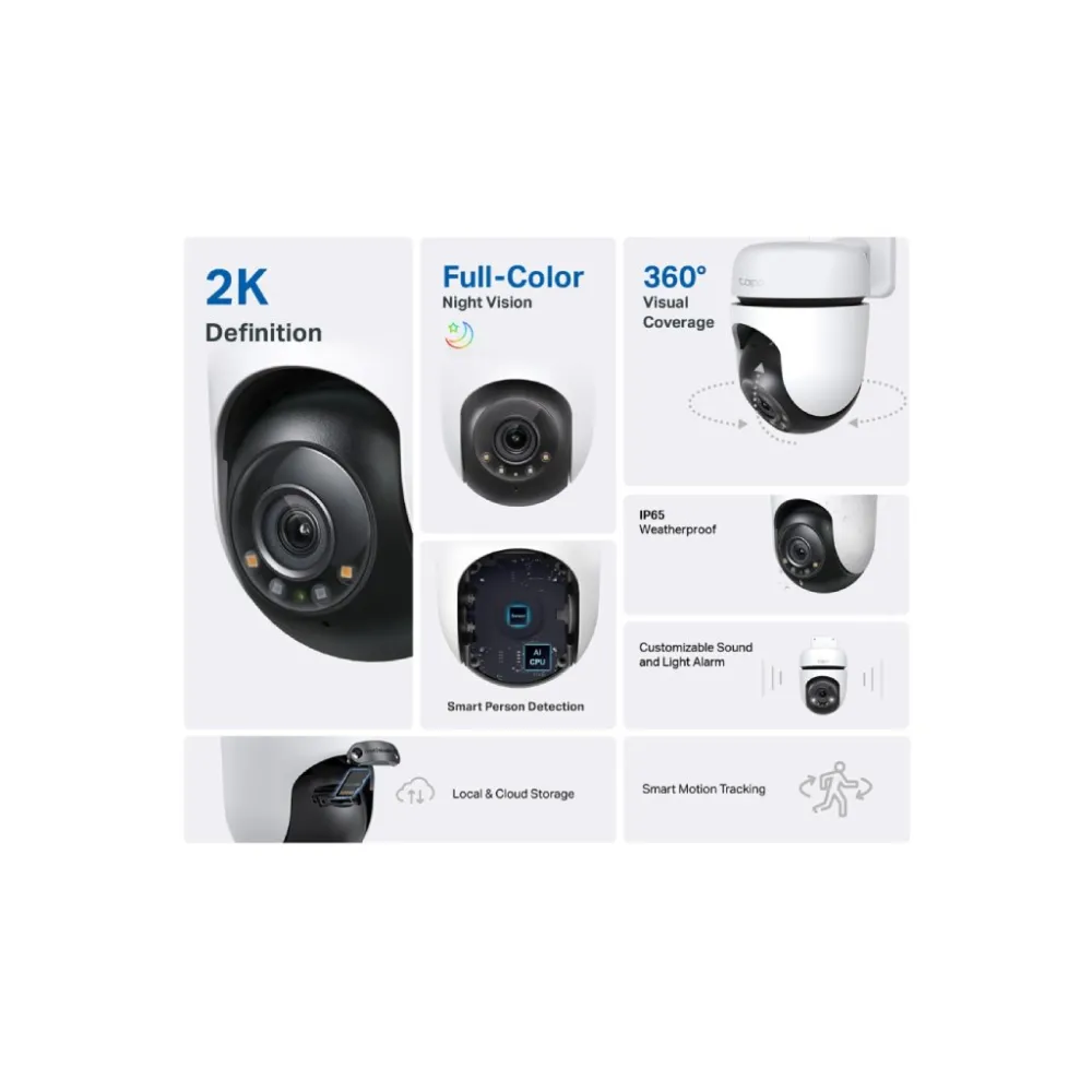 TP-LINK TAPO C510W Outdoor Pan/Tilt Security WiFi Camera 2K 2304 x 1296 px 360 Visual Coverage IP65
