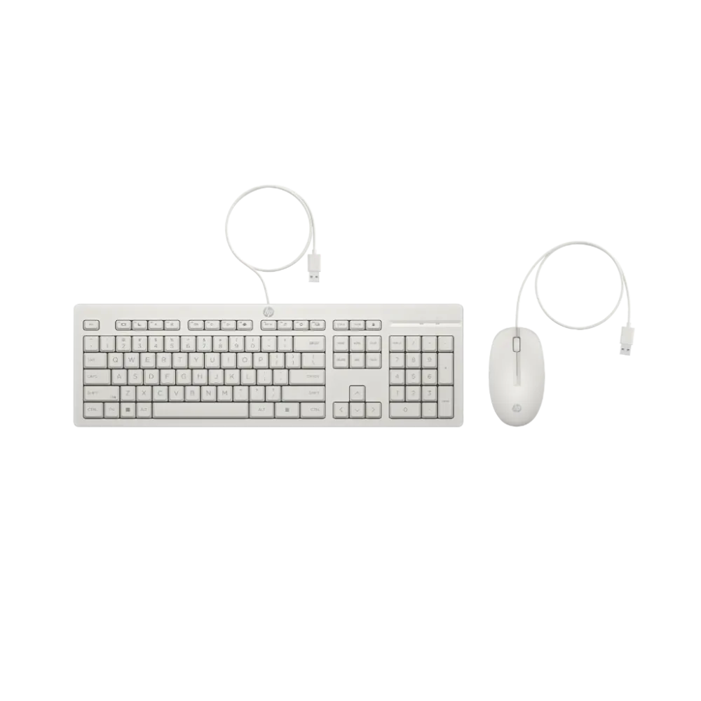 HP 225 Wired Mouse and KB G2 White