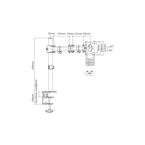 Digitus Nosac za monitor single, 8gb, 15 -27 , rotate