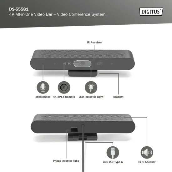 Digitus 4K All-In-One Video Bar Mini - Video conferencing system