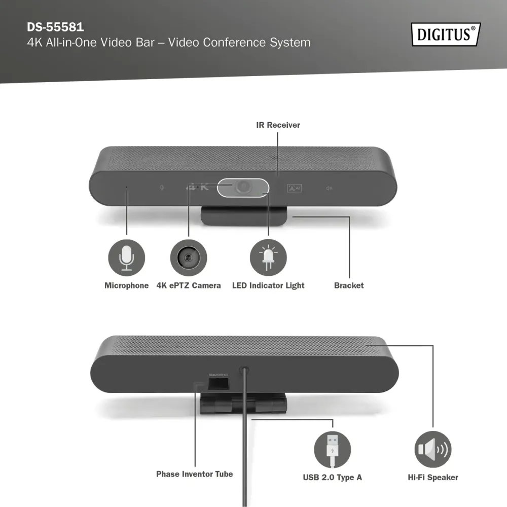 Digitus 4K All-In-One Video Bar Mini - Video conferencing system