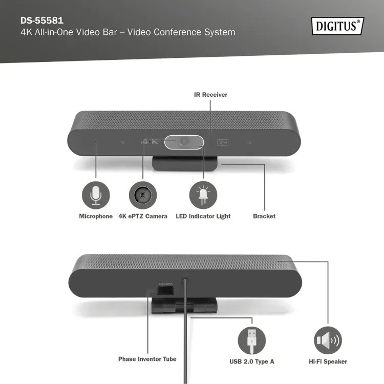 Digitus 4K All-In-One Video Bar Mini - Video conferencing system