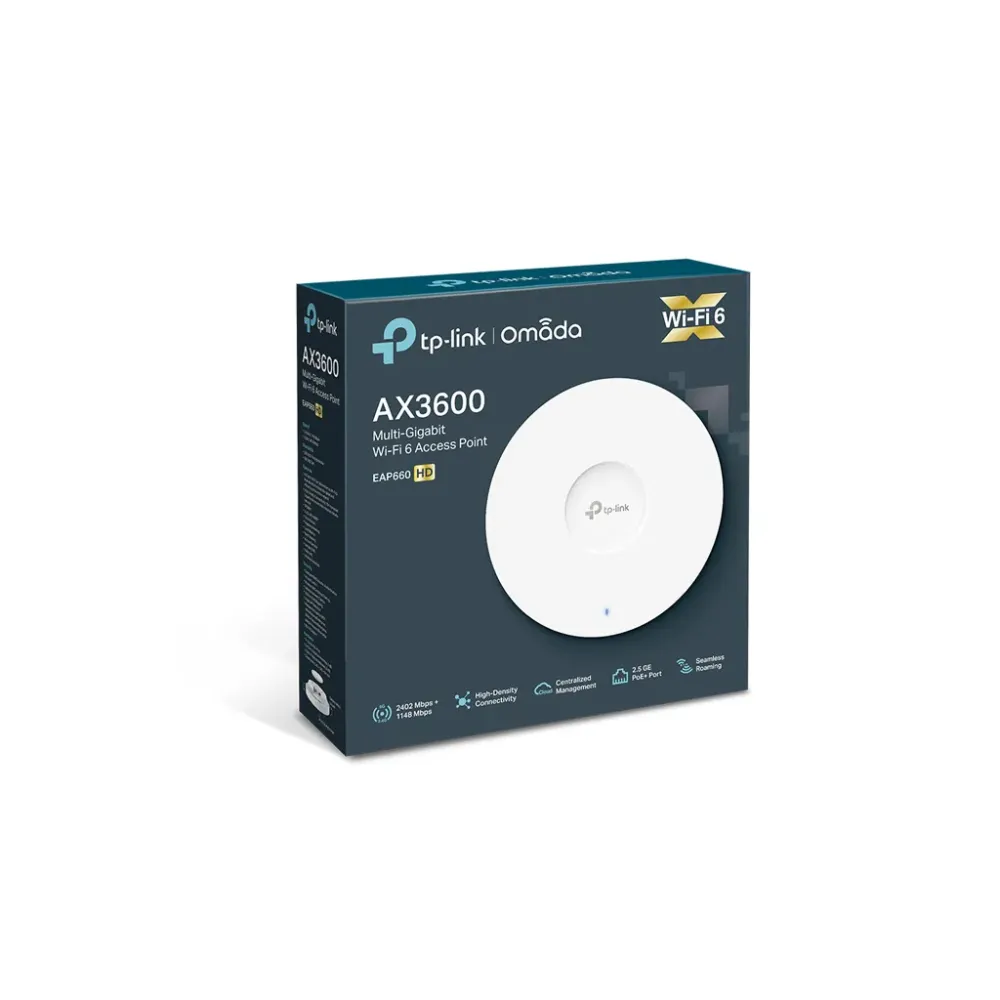 TP-LINK EAP660 HD AX3600 Wireless Dual Band Multi-Gigabit Ceiling Mount Access Point, Wi-Fi 6, PoE