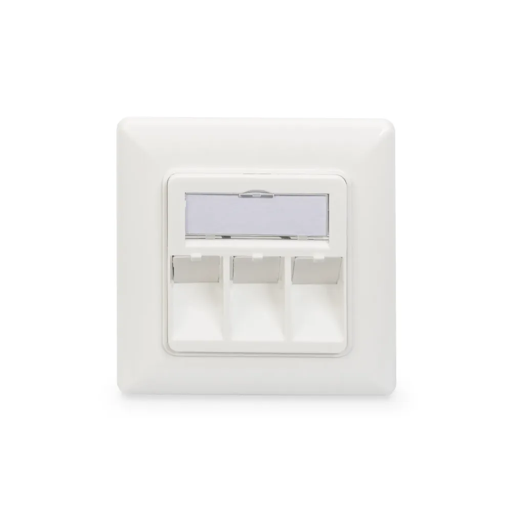 Digitus Wallplate for Keystone Modules, 3x RJ45 dust cover, 80/80 + central plate