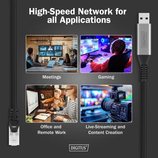 Digitus Kabl USB-A - RJ45 CAT6A S-FTP, 1Gbps, 2m