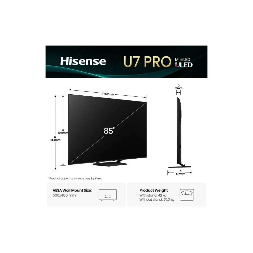 85 inča 85U7Q PRO ULED Mini-LED 4K UHD Smart TV