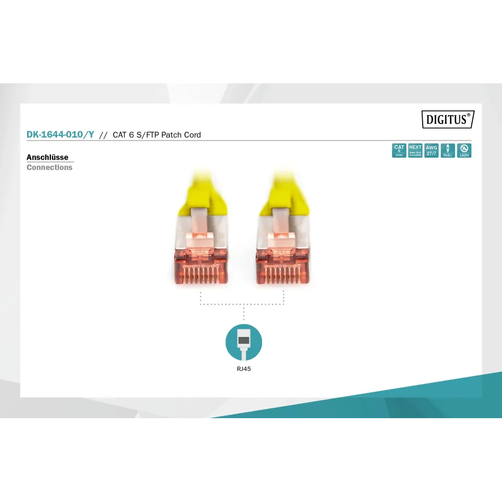 Digitus Kabl S-FTP patch CAT6A 1m zuti