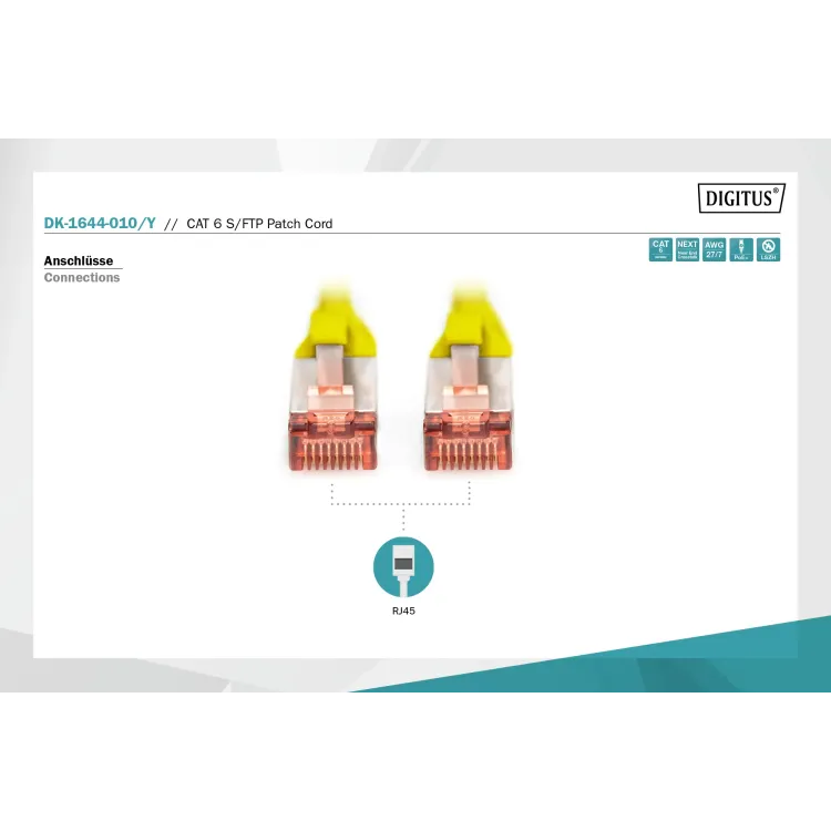 Digitus Kabl S-FTP patch CAT6A 1m zuti