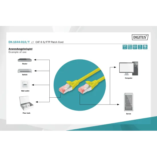 Digitus Kabl S-FTP patch CAT6A 1m zuti
