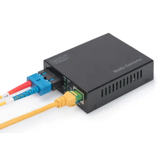 Digitus Gigabit media converter, RJ45 na SC, do 500 m, crni