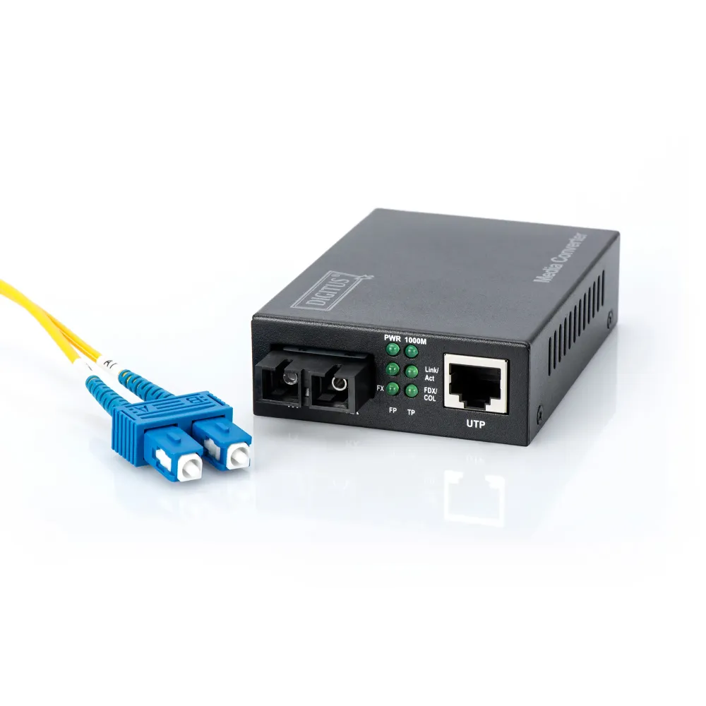 Digitus Gigabit media converter, RJ45 na SC (1000Base‑LX), do 20 km, crni