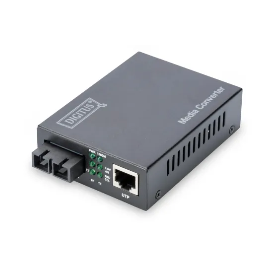 Digitus Gigabit media converter, RJ45 na SC (1000Base‑LX), do 20 km, crni