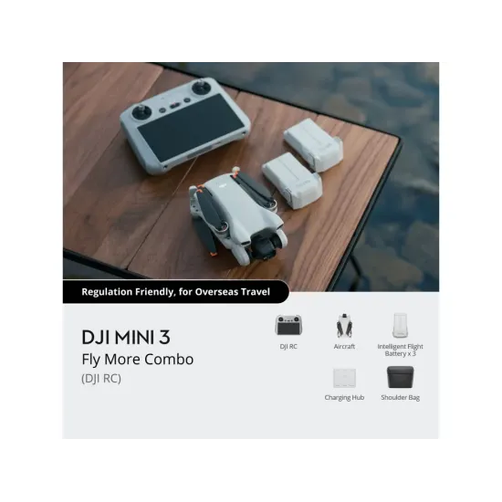 DJI MINI 3 Fly More Combo + DJI RC, 4K HDR, 12 MP, True Vertical Shooting, 38 min max, 248g