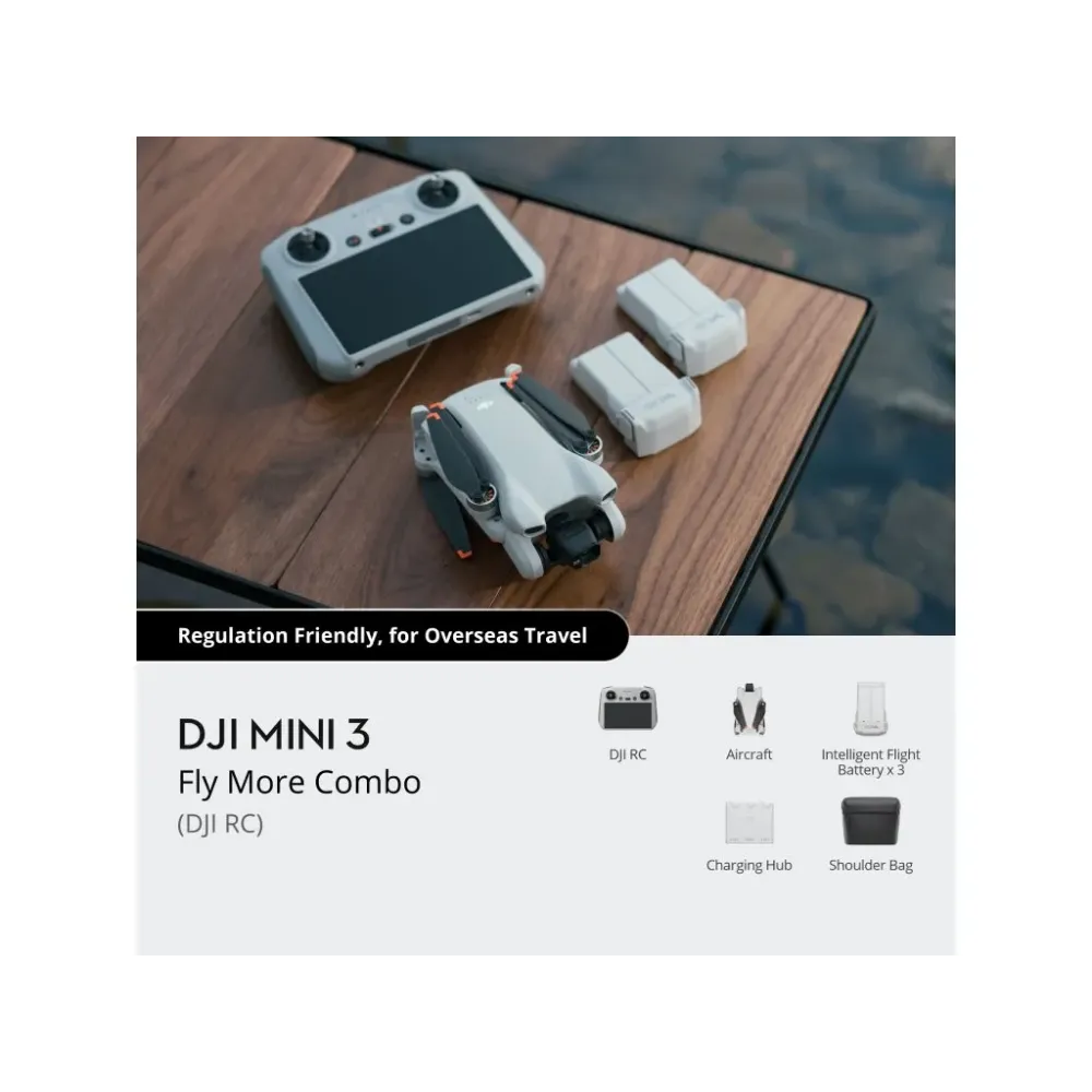 DJI MINI 3 Fly More Combo + DJI RC, 4K HDR, 12 MP, True Vertical Shooting, 38 min max, 248g