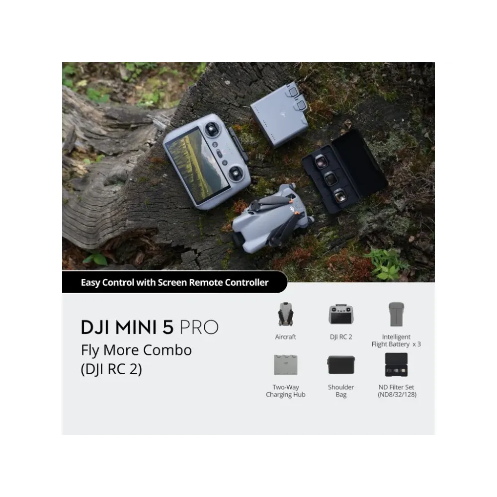 DJI Mini 5 Pro Fly More Combo (DJI RC2) 4K/60fps HDR, ActiveTrack 360, up to 36 min flight time, C0