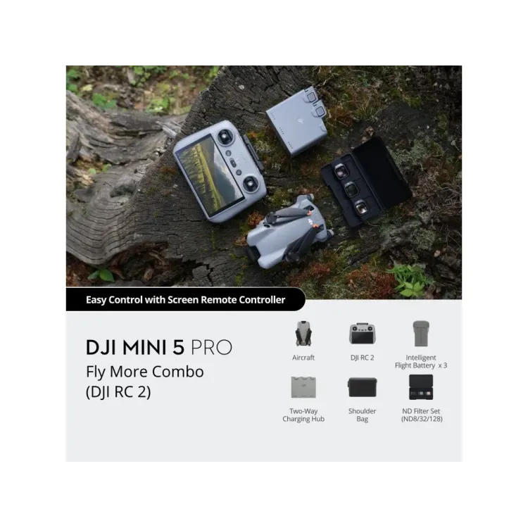 DJI Mini 5 Pro Fly More Combo (DJI RC2) 4K/60fps HDR, ActiveTrack 360, up to 36 min flight time, C0