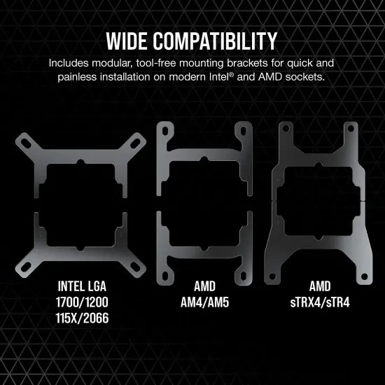 CORSAIR iCUE H100i RGB ELITE Liquid CPU Cooler, AF ELITE Series PWM fans, 240mm, 16 RGB LEDs